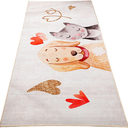 Cute Kids Room Rug Multi Colored Animal Printed Area Rug Polypropylene Non-Slip Backing Easy Care