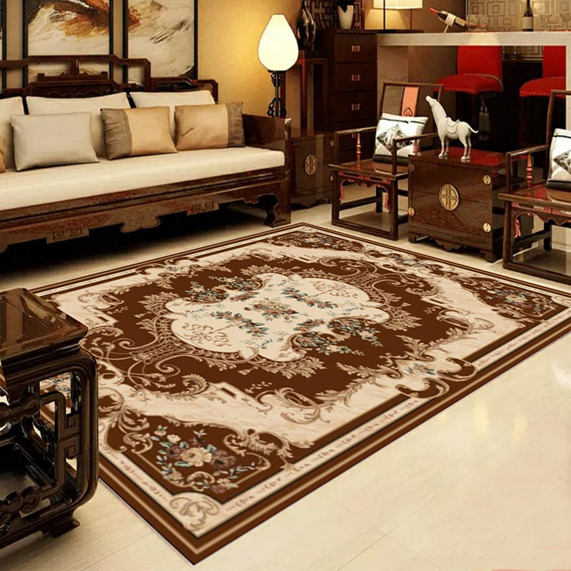 Retro Multi-Color Western Rug Synthetics Floral Pattern Area Carpet Non-Slip Washable Rug for Living Room Coffee Clearhalo 'Area Rug' 'Rugs' 'Vintage' Rug' 2242353