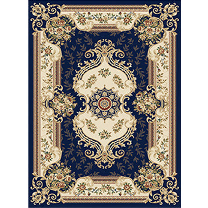 Multi Colored Western Rug Polyster Floral Printed Indoor Rug Pet Friendly Easy Care Washable Carpet for Bedroom Dark Blue Clearhalo 'Area Rug' 'Rugs' 'Vintage' Rug' 2242770