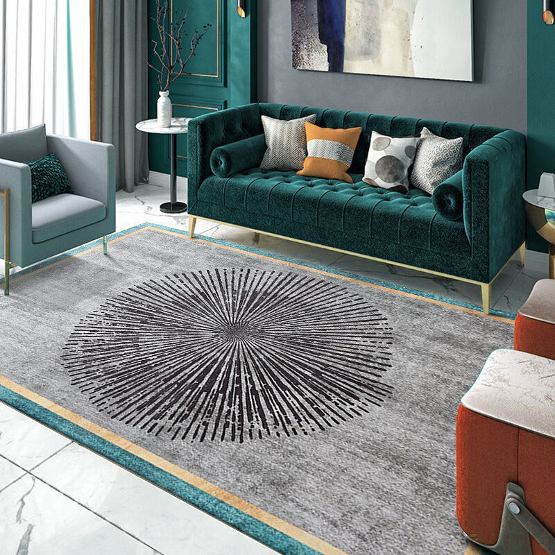 Simple Geometric Print Rug Multi Colored Synthetics Anti-Slip Machine Washable Area Carpet for Parlor Silver Gray Clearhalo 'Area Rug' 'Rug' 2245296