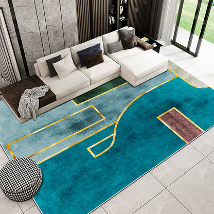 Simple Geometric Print Rug Multi Colored Synthetics Anti-Slip Machine Washable Area Carpet for Parlor Lake Blue Clearhalo 'Area Rug' 'Rug' 2245298