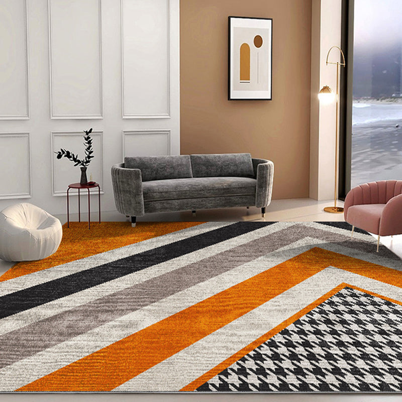 Multi Colored Living Room Rug Nordic Geometric Print Area Rug Nylon Anti-Slip Backing Washable Carpet - Khaki - Clearhalo - 'Area Rug' - 'Rug' - 2250334
