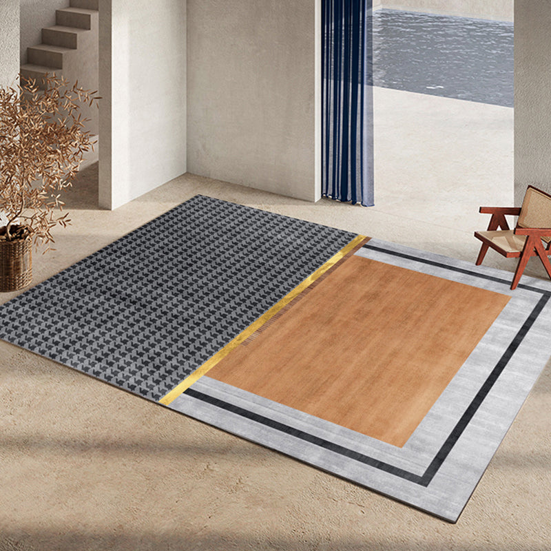 Multi Colored Living Room Rug Nordic Geometric Print Area Rug Nylon Anti-Slip Backing Washable Carpet - Tan - Clearhalo - 'Area Rug' - 'Rug' - 2250335
