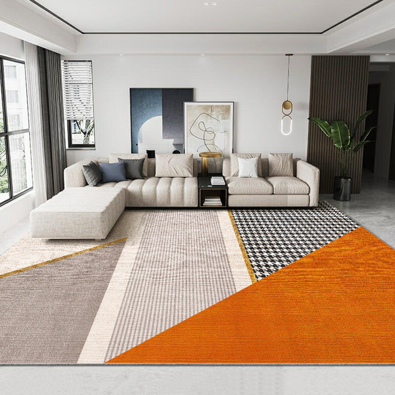 Multi Colored Living Room Rug Nordic Geometric Print Area Rug Nylon Anti-Slip Backing Washable Carpet - Orange - Clearhalo - 'Area Rug' - 'Rug' - 2250337