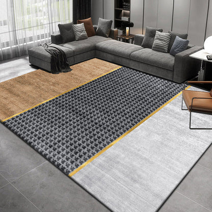 Multi Colored Living Room Rug Nordic Geometric Print Area Rug Nylon Anti-Slip Backing Washable Carpet - Dark Gray-White - Clearhalo - 'Area Rug' - 'Rug' - 2250341
