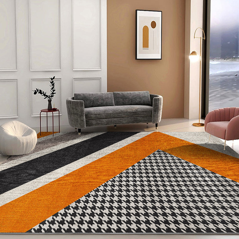 Multi Colored Living Room Rug Nordic Geometric Print Area Rug Nylon Anti-Slip Backing Washable Carpet - Yellow-Red - Clearhalo - 'Area Rug' - 'Rug' - 2250344