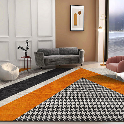 Multi Colored Living Room Rug Nordic Geometric Print Area Rug Nylon Anti-Slip Backing Washable Carpet - Yellow-Red - Clearhalo - 'Area Rug' - 'Rug' - 2250344