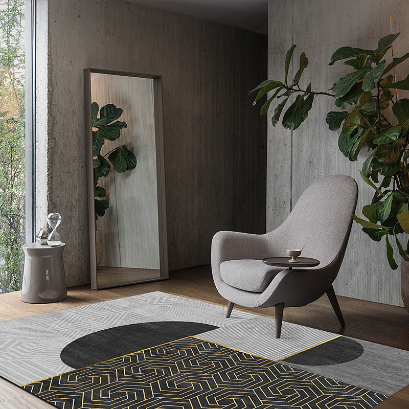 Novelty Geometric Pattern Rug Multi-Color Synthetics Carpet Pet Friendly Machine Washable Indoor Rug for Livin
