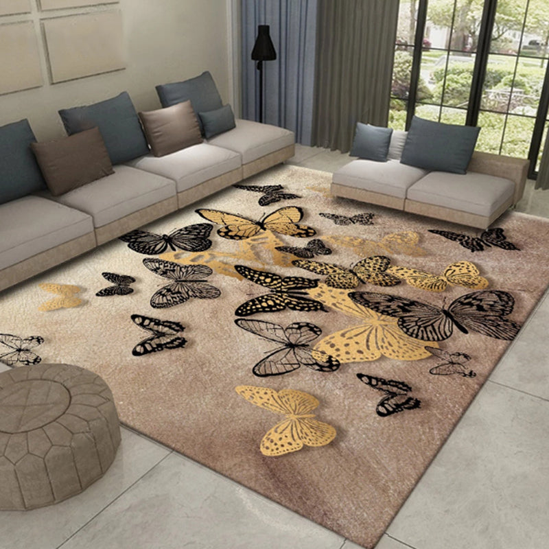Western Plant Print Rug Multi-Color Polyster Area Carpet Pet Friendly Stain-Resistant Indoor Rug for Parlor Tan Clearhalo 'Area Rug' 'Rug' 2253655