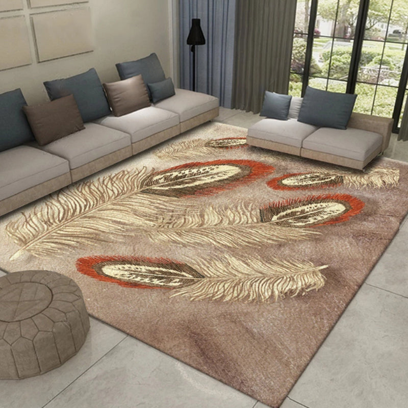 Western Plant Print Rug Multi-Color Polyster Area Carpet Pet Friendly Stain-Resistant Indoor Rug for Parlor Brown Clearhalo 'Area Rug' 'Rug' 2253658