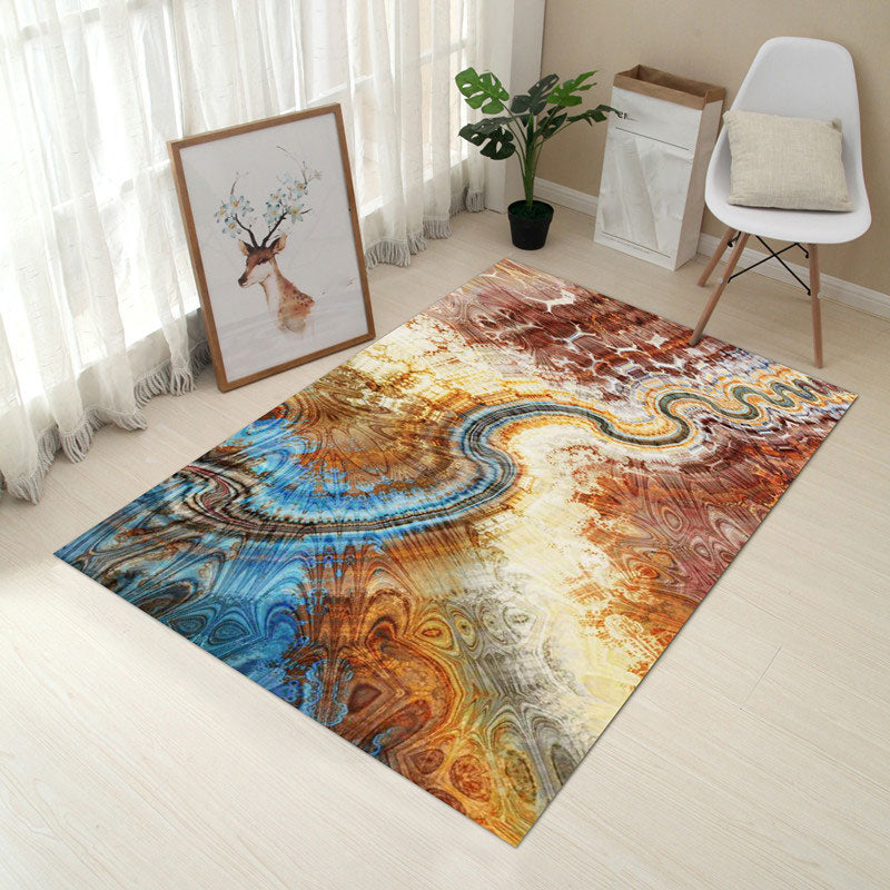 Multi Colored Creative Rug Polypropylene Floral Printed Area Carpet Non-Slip Washable Pet Friendly Rug for Decor - Beige - Clearhalo - 'Area Rug' - 'Rug' - 2253674