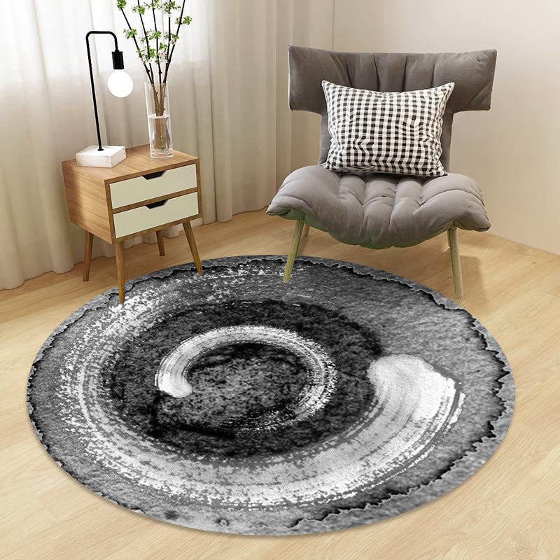 Chinoiserie Floral Rug Multi-Color Polypropylene Carpet Pet-Friendly Anti-Slip Backing Stain Resistant Rug for Drawing Room - Smoke Gray - Clearhalo - 'Area Rug' - 'Rug' - 2257156