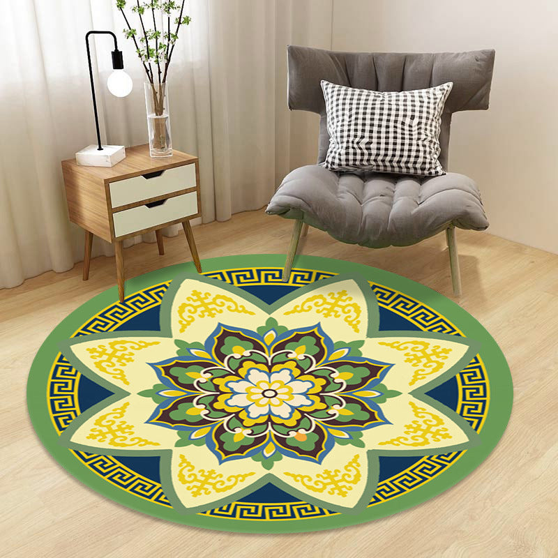 Chinoiserie Floral Rug Multi-Color Polypropylene Carpet Pet-Friendly Anti-Slip Backing Stain Resistant Rug for Drawing Room - Green - Clearhalo - 'Area Rug' - 'Rug' - 2257157