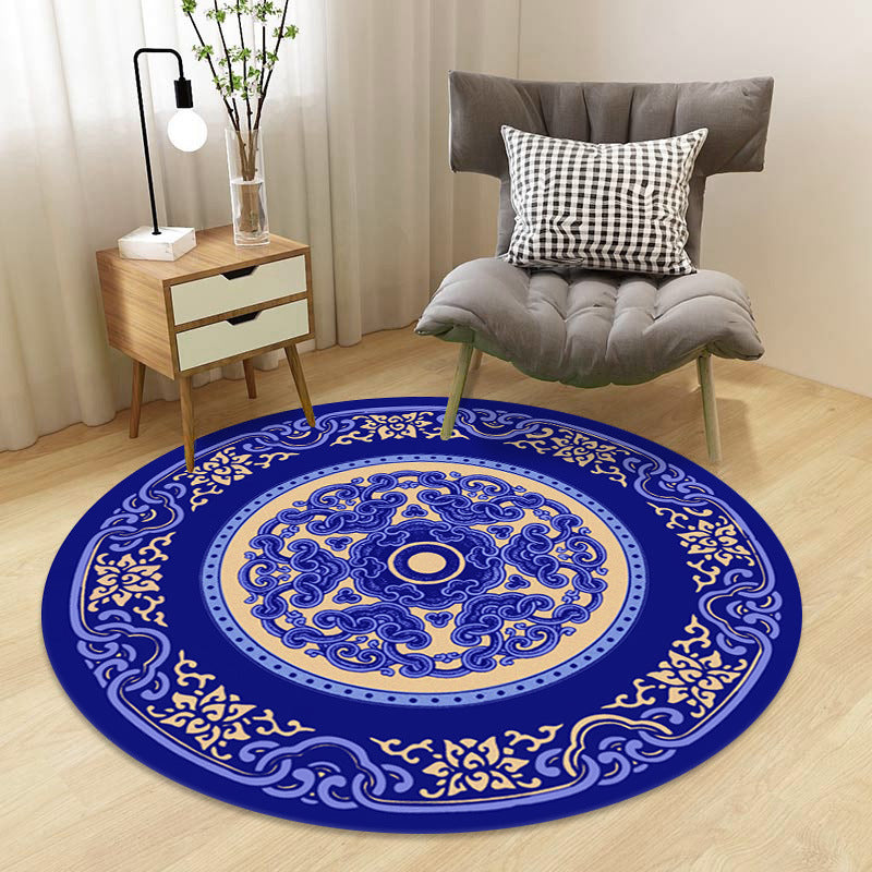 Chinoiserie Floral Rug Multi-Color Polypropylene Carpet Pet-Friendly Anti-Slip Backing Stain Resistant Rug for Drawing Room - Blue - Clearhalo - 'Area Rug' - 'Rug' - 2257160