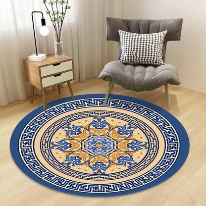 Chinoiserie Floral Rug Multi-Color Polypropylene Carpet Pet-Friendly Anti-Slip Backing Stain Resistant Rug for Drawing Room - Dark Blue - Clearhalo - 'Area Rug' - 'Rug' - 2257161