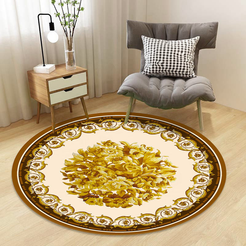Chinoiserie Floral Rug Multi-Color Polypropylene Carpet Pet-Friendly Anti-Slip Backing Stain Resistant Rug for Drawing Room - Light Yellow - Clearhalo - 'Area Rug' - 'Rug' - 2257162