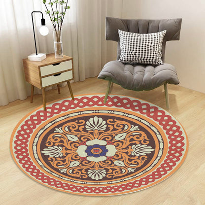 Chinoiserie Floral Rug Multi-Color Polypropylene Carpet Pet-Friendly Anti-Slip Backing Stain Resistant Rug for Drawing Room - Yellow-Red - Clearhalo - 'Area Rug' - 'Rug' - 2257163