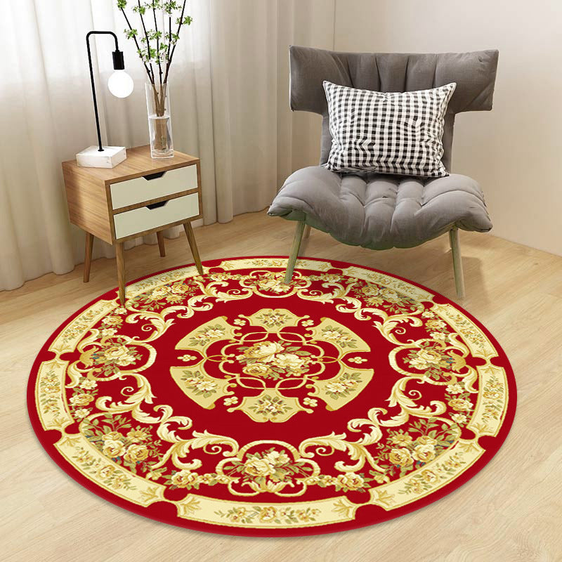 Chinoiserie Floral Rug Multi-Color Polypropylene Carpet Pet-Friendly Anti-Slip Backing Stain Resistant Rug for Drawing Room - Yellow - Clearhalo - 'Area Rug' - 'Rug' - 2257164