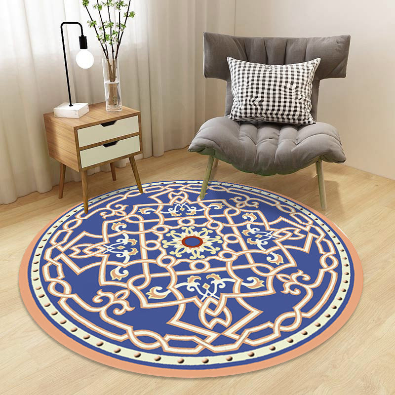 Chinoiserie Floral Rug Multi-Color Polypropylene Carpet Pet-Friendly Anti-Slip Backing Stain Resistant Rug for Drawing Room - Light Blue - Clearhalo - 'Area Rug' - 'Rug' - 2257167