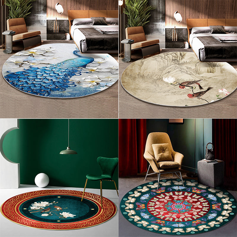Classical Flower and Bird Rug Multicolor Chinese Rug Synthetics Anti-Slip Backing Stain Resistant Rug for Deco - Clearhalo - 'Area Rug' - 'Rug' - 2257168