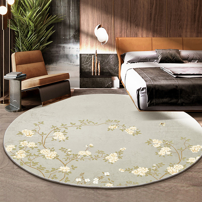 Classical Flower and Bird Rug Multicolor Chinese Rug Synthetics Anti-Slip Backing Stain Resistant Rug for Deco - Cream Gray - Clearhalo - 'Area Rug' - 'Rug' - 2257174