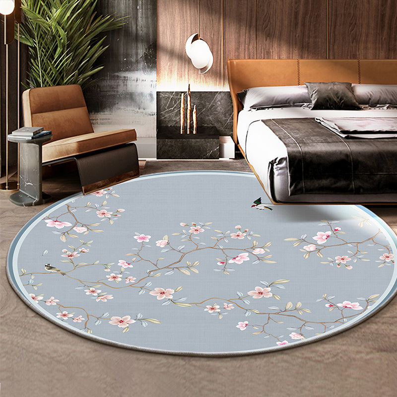 Classical Flower and Bird Rug Multicolor Chinese Rug Synthetics Anti-Slip Backing Stain Resistant Rug for Deco - Light Gray - Clearhalo - 'Area Rug' - 'Rug' - 2257182