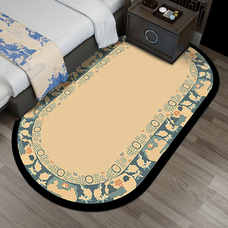 Multi-Color Chinoiserie Rug Synthetics Flower and Bird Print Rug Non-Slip Backing Pet-Friendly Rug for Bedroom - Beige - Clearhalo - 'Area Rug' - 'Rug' - 2257218