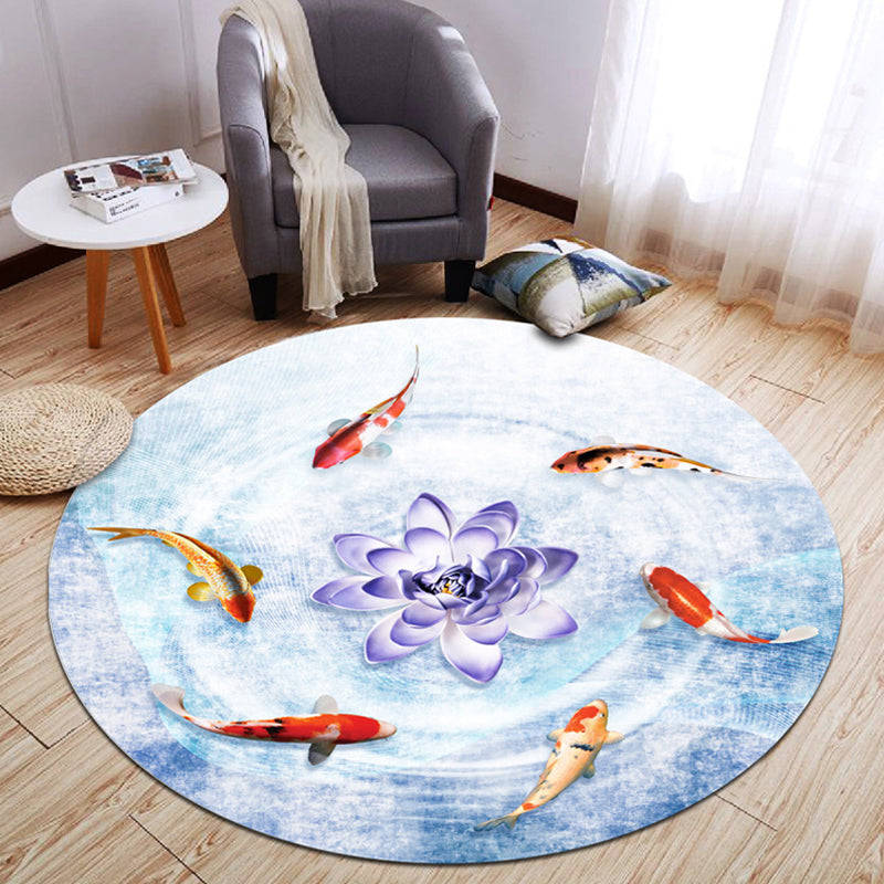 Oriental Living Room Rug Multi Color Plant Painting Rug Polyester Washable Pet-Friendly Anti-Slip Rug - view 4
