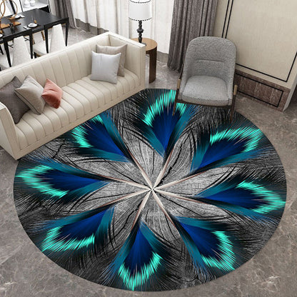 Oriental Living Room Rug Multi Color Plant Painting Rug Polyester Washable Pet-Friendly Anti-Slip Rug