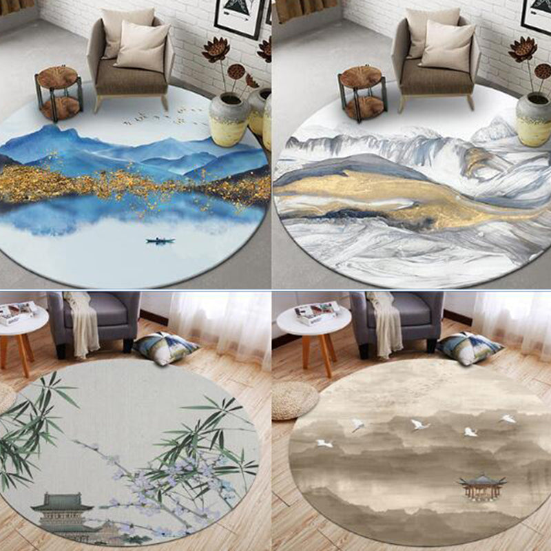 Chinese Landscape Print Rug Multicolor Polypropylene Carpet Anti-Slip Backing Stain Resistant Pet-Friendly Rug for Sitting Room - Clearhalo - 'Area Rug' - 'Rug' - 2257234
