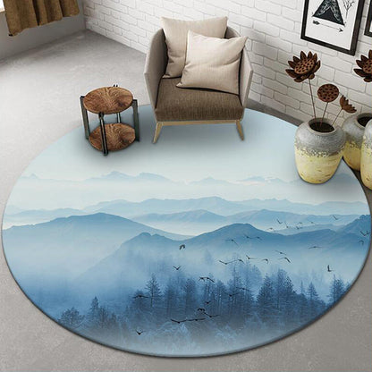 Chinese Landscape Print Rug Multicolor Polypropylene Carpet Anti-Slip Backing Stain Resistant Pet-Friendly Rug for Sitting Room - Clearhalo - 'Area Rug' - 'Rug' - 2257241