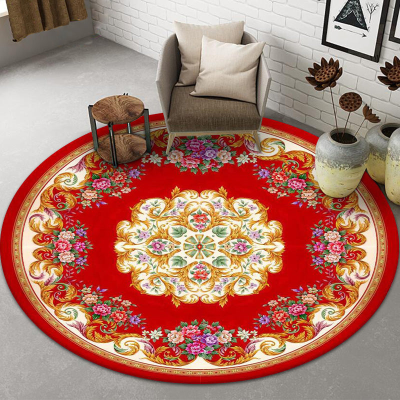 Chinese Landscape Print Rug Multicolor Polypropylene Carpet Anti-Slip Backing Stain Resistant Pet-Friendly Rug for Sitting Room - Red - Clearhalo - 'Area Rug' - 'Rug' - 2257246
