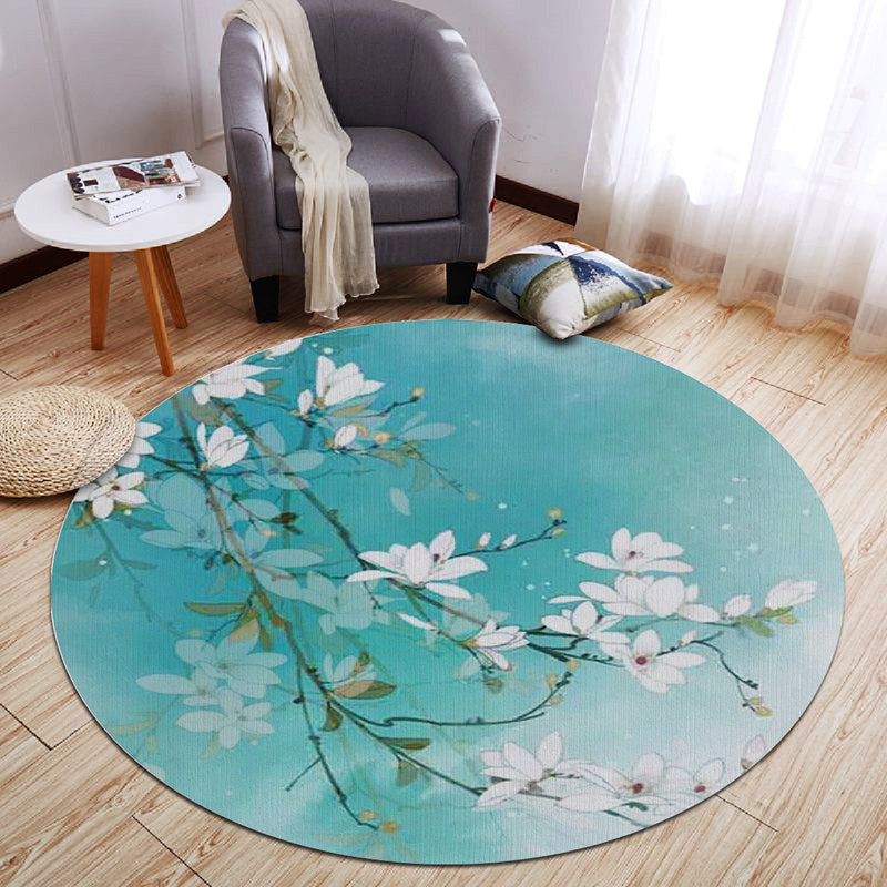 Chinese Landscape Print Rug Multicolor Polypropylene Carpet Anti-Slip Backing Stain Resistant Pet-Friendly Rug for Sitting Room - Lake Green - Clearhalo - 'Area Rug' - 'Rug' - 2257248