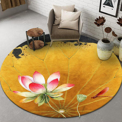 Chinese Landscape Print Rug Multicolor Polypropylene Carpet Anti-Slip Backing Stain Resistant Pet-Friendly Rug for Sitting Room - Yellow - Clearhalo - 'Area Rug' - 'Rug' - 2257249