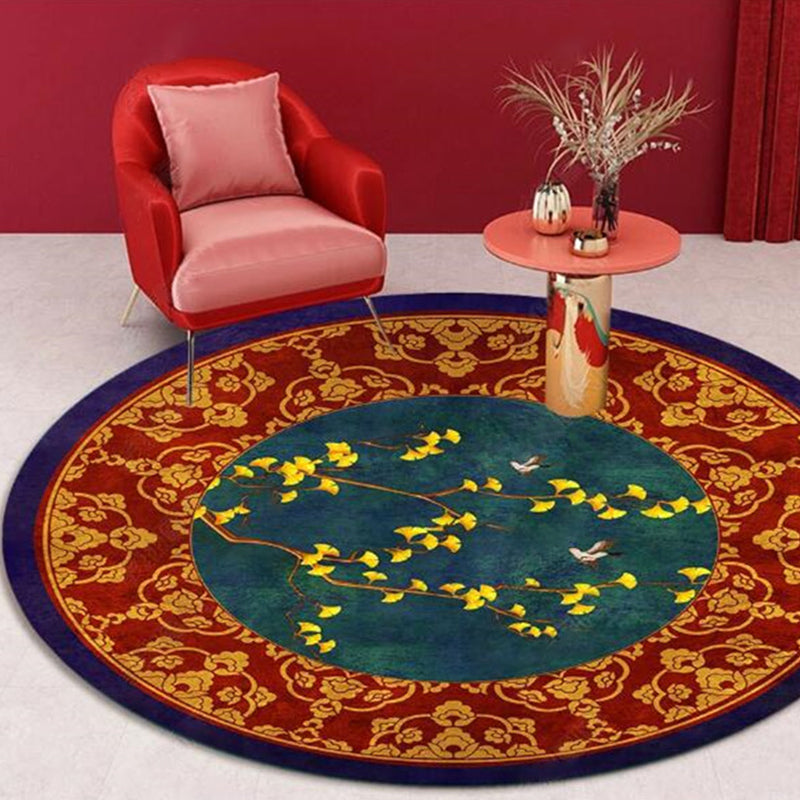 Chinese Landscape Print Rug Multicolor Polypropylene Carpet Anti-Slip Backing Stain Resistant Pet-Friendly Rug for Sitting Room - Yellow-Red - Clearhalo - 'Area Rug' - 'Rug' - 2257250