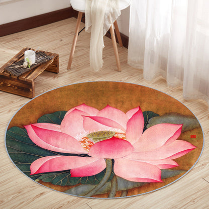 Chinese Landscape Print Rug Multicolor Polypropylene Carpet Anti-Slip Backing Stain Resistant Pet-Friendly Rug for Sitting Room - Pink - Clearhalo - 'Area Rug' - 'Rug' - 2257251