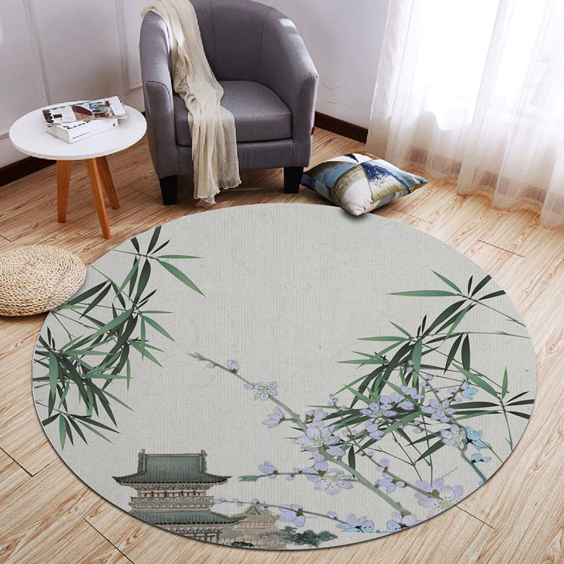 Chinese Landscape Print Rug Multicolor Polypropylene Carpet Anti-Slip Backing Stain Resistant Pet-Friendly Rug for Sitting Room - Grey - Clearhalo - 'Area Rug' - 'Rug' - 2257252