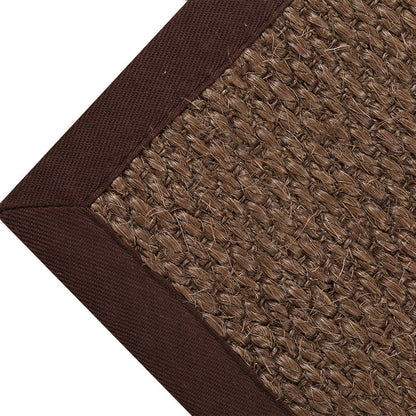 Primitive Multicolor Plain Rug Sisal Japanese Carpet Washable Stain Resistant Non-Slip Rug with Fabric Border for Home - Dark Brown - Clearhalo - 'Area Rug' - 'Rug' - 2257485