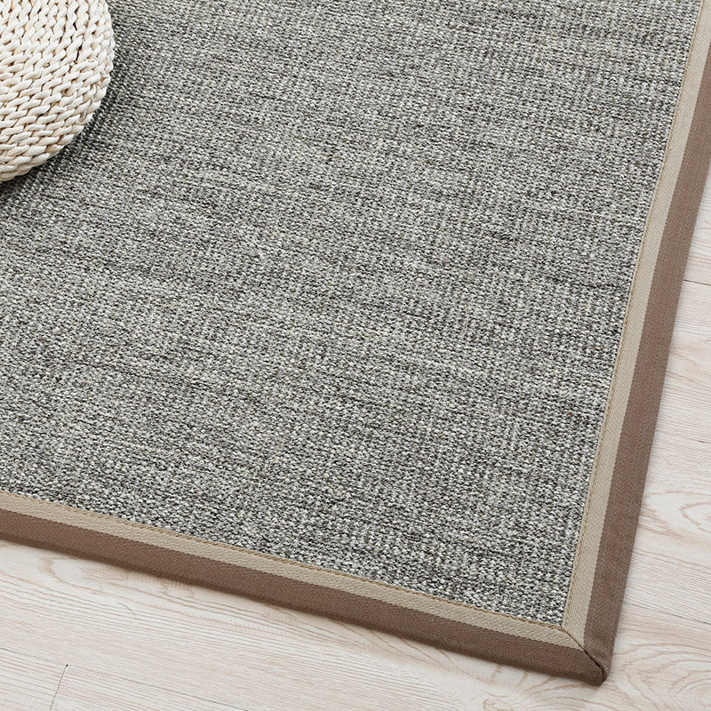 Primitive Multicolor Plain Rug Sisal Japanese Carpet Washable Stain Resistant Non-Slip Rug with Fabric Border for Home - Grey - Clearhalo - 'Area Rug' - 'Rug' - 2257488