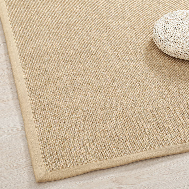 Primitive Multicolor Plain Rug Sisal Japanese Carpet Washable Stain Resistant Non-Slip Rug with Fabric Border for Home - Brown - Clearhalo - 'Area Rug' - 'Rug' - 2257492