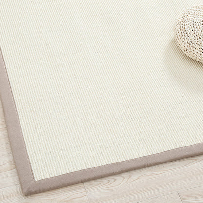 Primitive Multicolor Plain Rug Sisal Japanese Carpet Washable Stain Resistant Non-Slip Rug with Fabric Border for Home - White - Clearhalo - 'Area Rug' - 'Rug' - 2257495