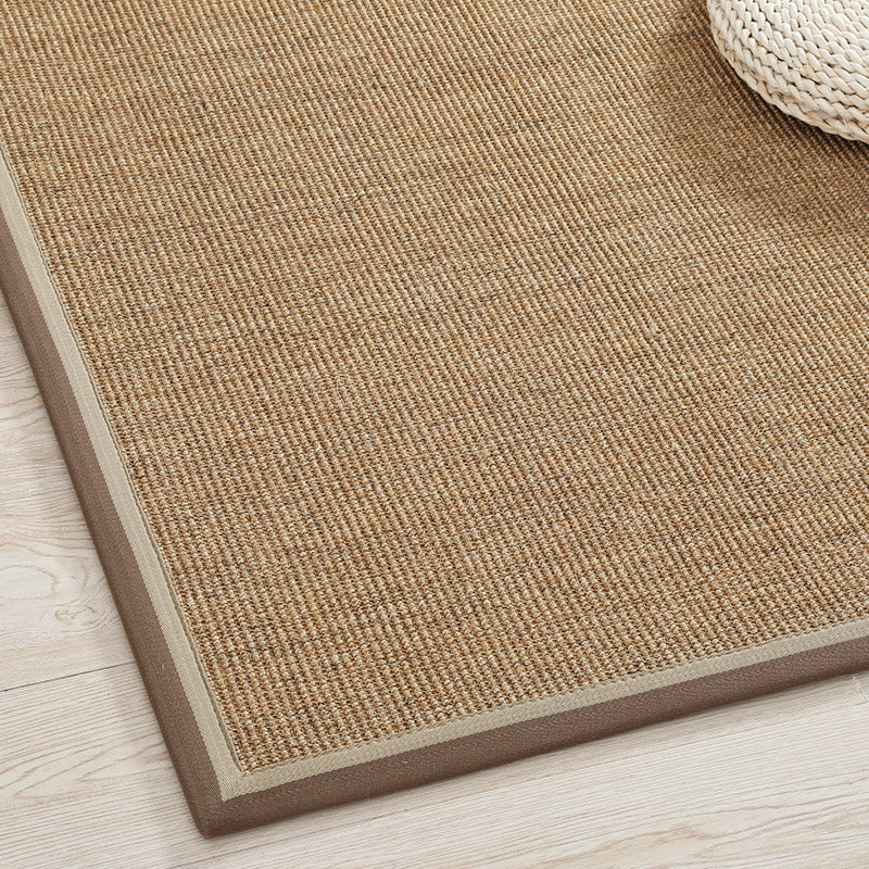 Primitive Multicolor Plain Rug Sisal Japanese Carpet Washable Stain Resistant Non-Slip Rug with Fabric Border for Home - Light Brown - Clearhalo - 'Area Rug' - 'Rug' - 2257496