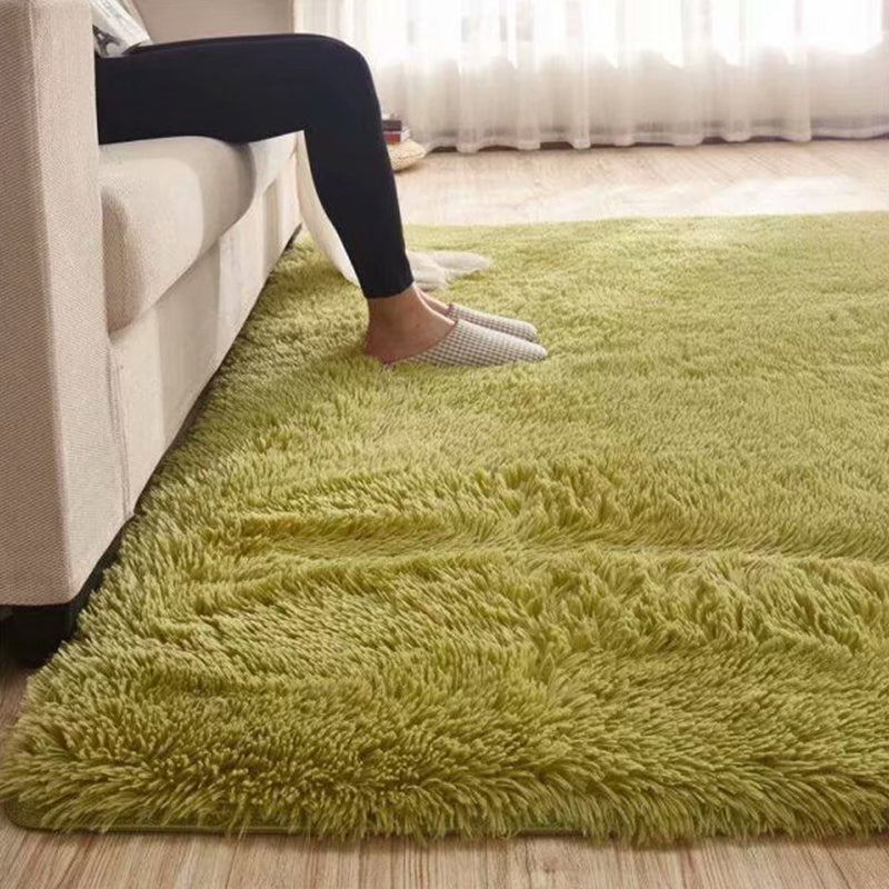 Fluffy Plain Rug Multi Colored Casual Rug Synthetics Washable Pet Friendly Anti-Slip Rug for Living Room Green Clearhalo 'Area Rug' 'Casual' 'Rugs' Rug' 2257579