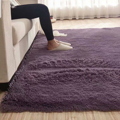Fluffy Plain Rug Multi Colored Casual Rug Synthetics Washable Pet Friendly Anti-Slip Rug for Living Room Purple Clearhalo 'Area Rug' 'Casual' 'Rugs' Rug' 2257580