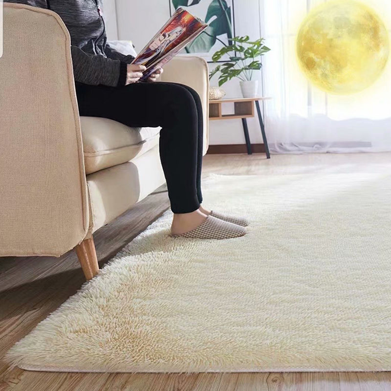 Fluffy Plain Rug Multi Colored Casual Rug Synthetics Washable Pet Friendly Anti-Slip Rug for Living Room Beige Clearhalo 'Area Rug' 'Casual' 'Rugs' Rug' 2257582