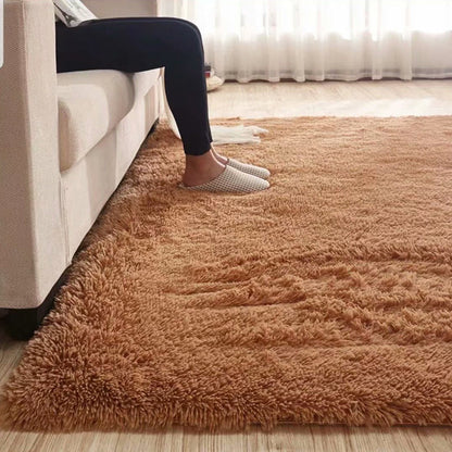 Fluffy Plain Rug Multi Colored Casual Rug Synthetics Washable Pet Friendly Anti-Slip Rug for Living Room Khaki Clearhalo 'Area Rug' 'Casual' 'Rugs' Rug' 2257583