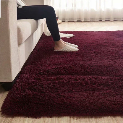 Fluffy Plain Rug Multi Colored Casual Rug Synthetics Washable Pet Friendly Anti-Slip Rug for Living Room Burgundy Clearhalo 'Area Rug' 'Casual' 'Rugs' Rug' 2257584