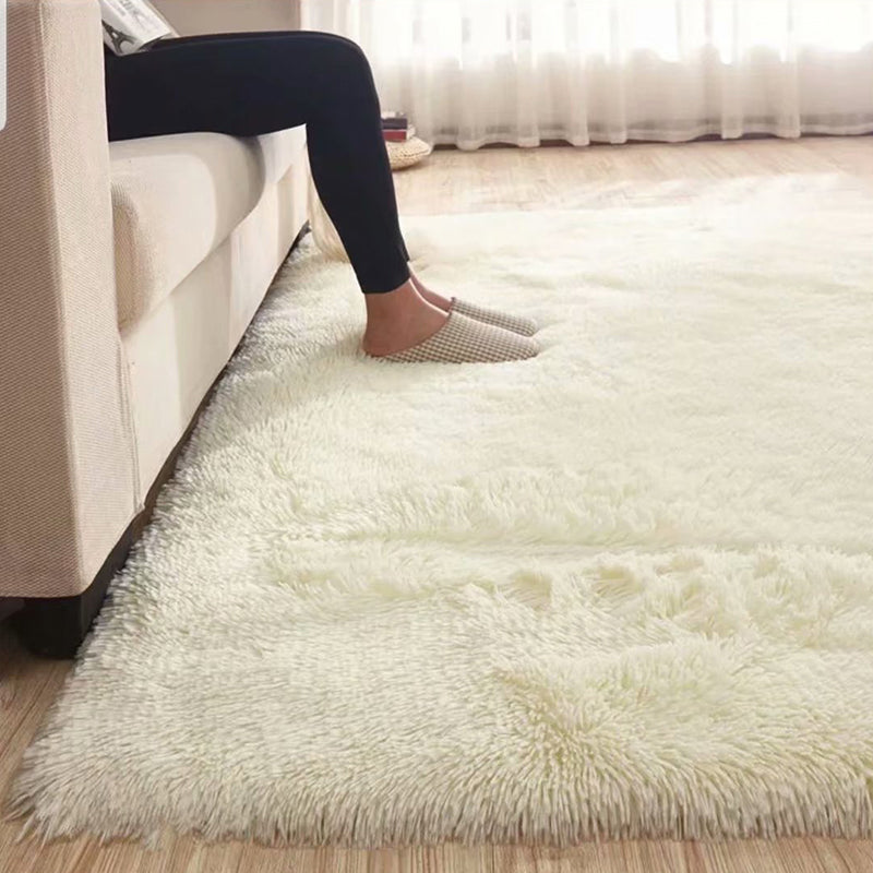 Fluffy Plain Rug Multi Colored Casual Rug Synthetics Washable Pet Friendly Anti-Slip Rug for Living Room Cream Clearhalo 'Area Rug' 'Casual' 'Rugs' Rug' 2257590