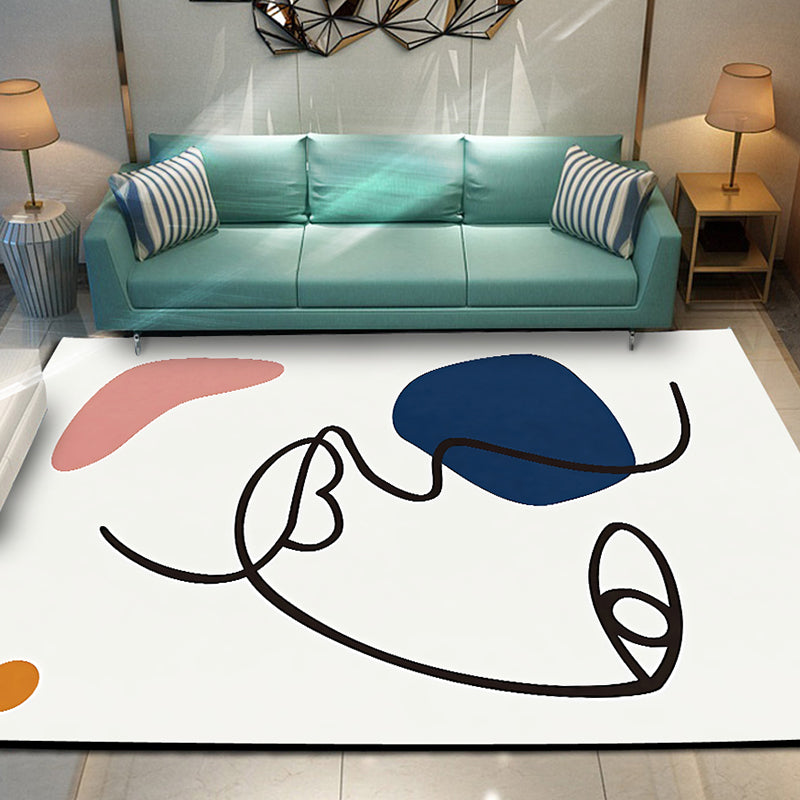 Decorative Modern Rug Multicolor Picasso Abstract Figure Art Rug Washable Pet Friendly Anti-Slip Backing Carpet for Home