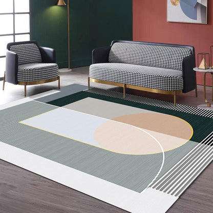 Creative Geometric Color-Block Rug Multi Color Nordic Carpet Synthetics Anti-Slip Stain Resistant Machine Washable Rug for Home